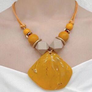 Elegant Handmade Yellow Statement Necklace